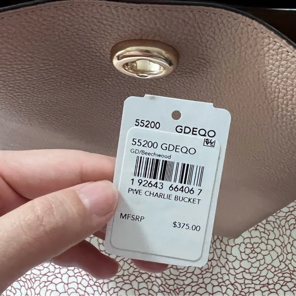 COACH Tan Peach Cream Charlie Bucket Leather Shoulder Bag - Picture 10 of 11